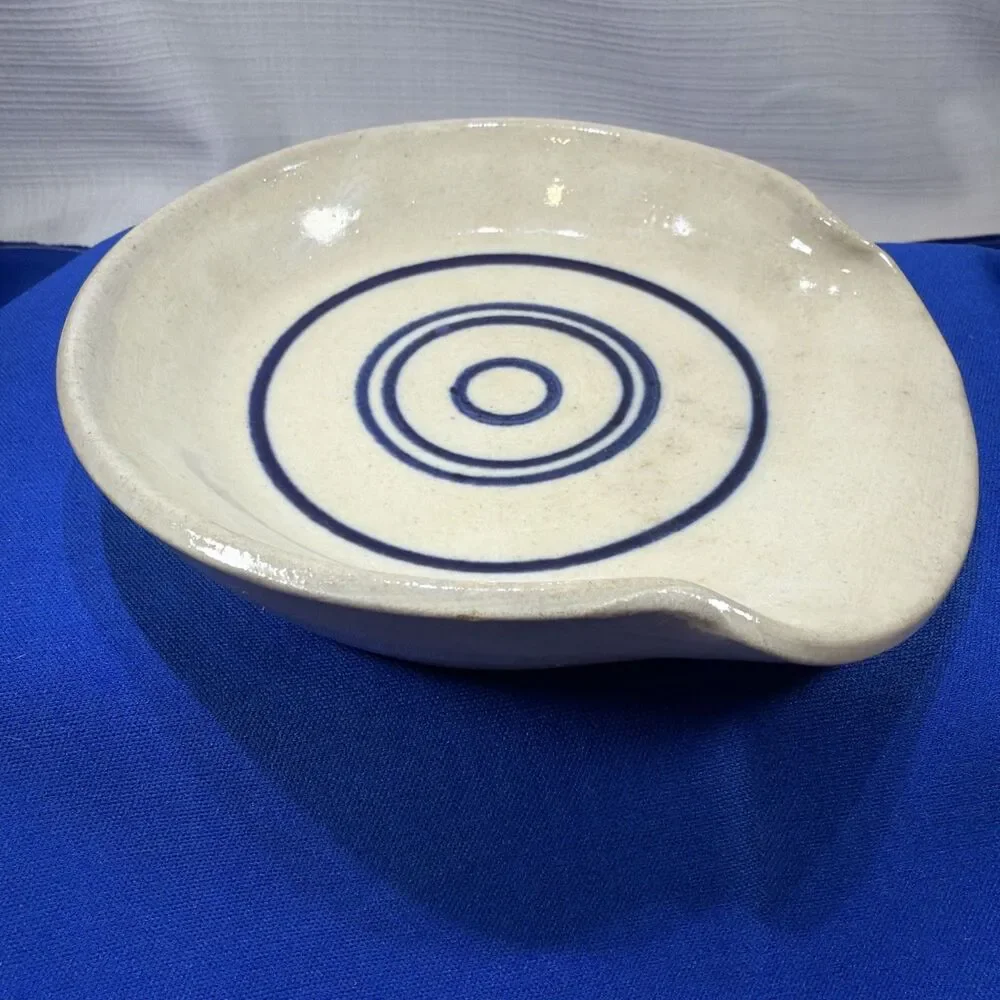 Vintage Marshall Pottery Signed Eduardo Rivera Stoneware Spoon Rest Texas
